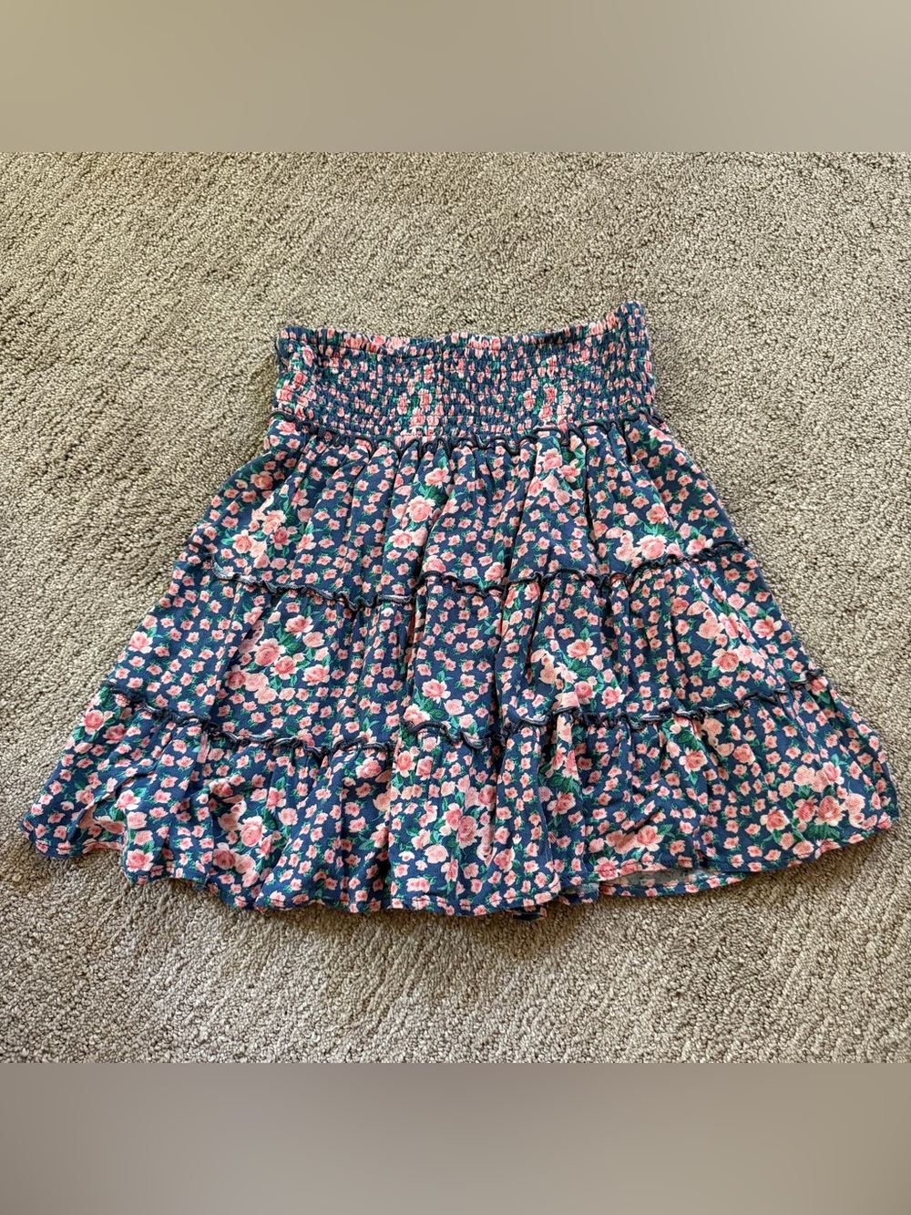 American Eagle Pink & Blue Floral Skirt